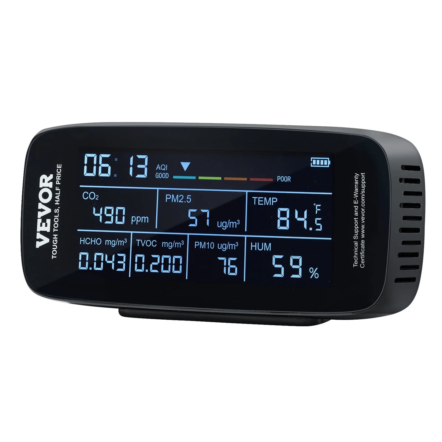 VEVOR 9-in-1 Professional Air Quality Monitor | CO2, PM2.5/PM10 Particle Counter, HCHO/TVOC Tester