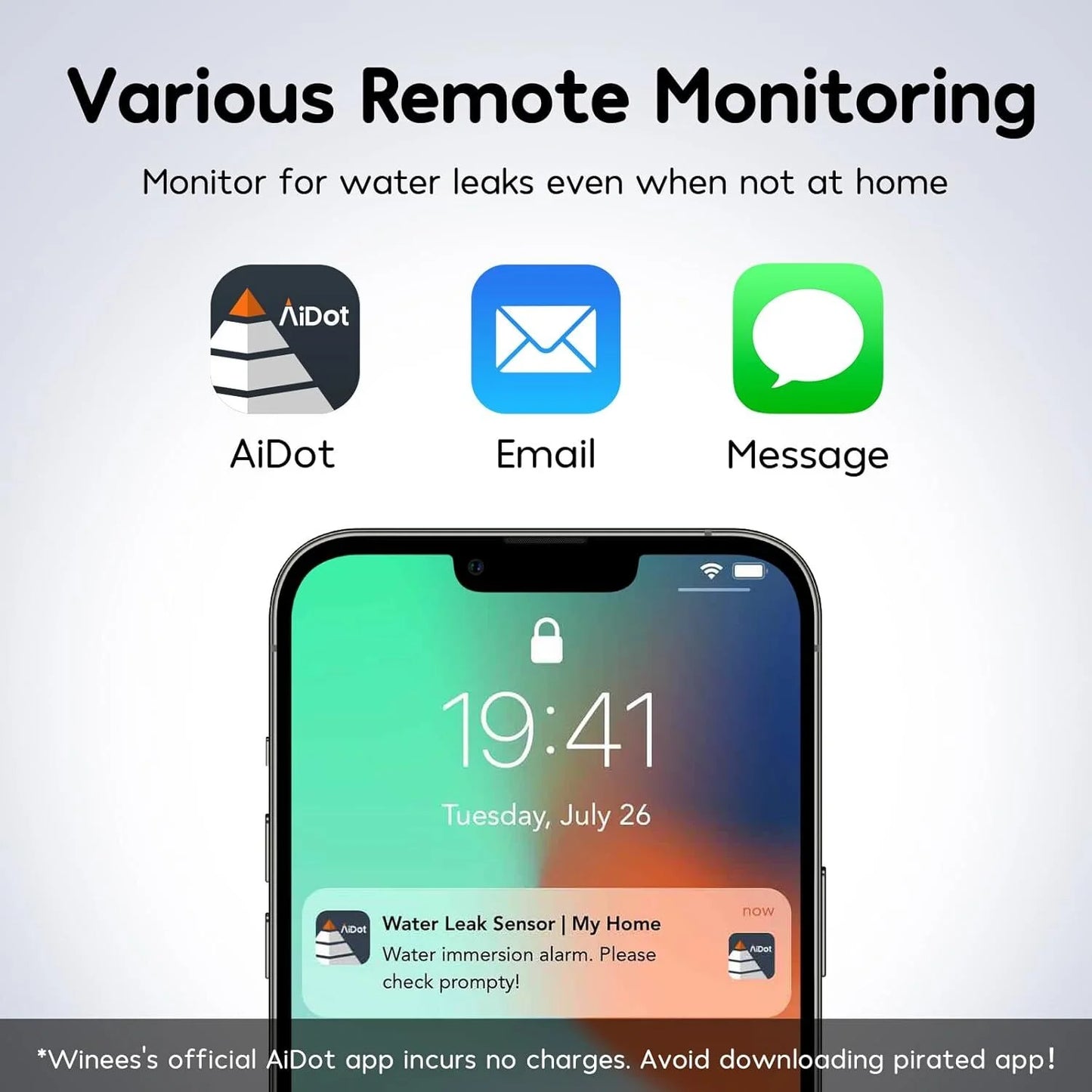 Wi-Fi Water Leak Detector Alarm (3-Pack) w/ Hub | SMS & Email Leak Alerts for Home Safety