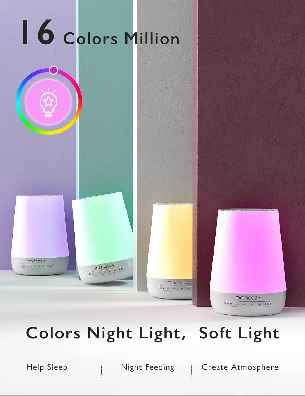 Smart Baby Sound Machine with Night Light | White Noise, App Control & Sleep Trainer