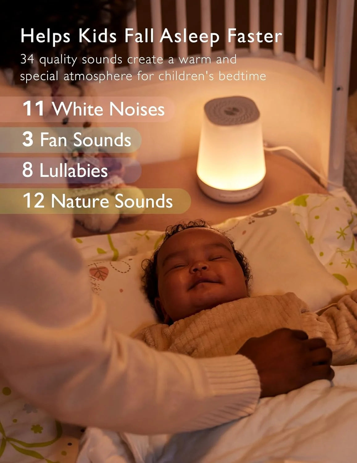 Smart Baby Sound Machine with Night Light | White Noise, App Control & Sleep Trainer