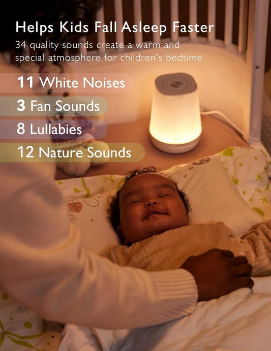 Smart Baby Sound Machine with Night Light | White Noise, App Control & Sleep Trainer