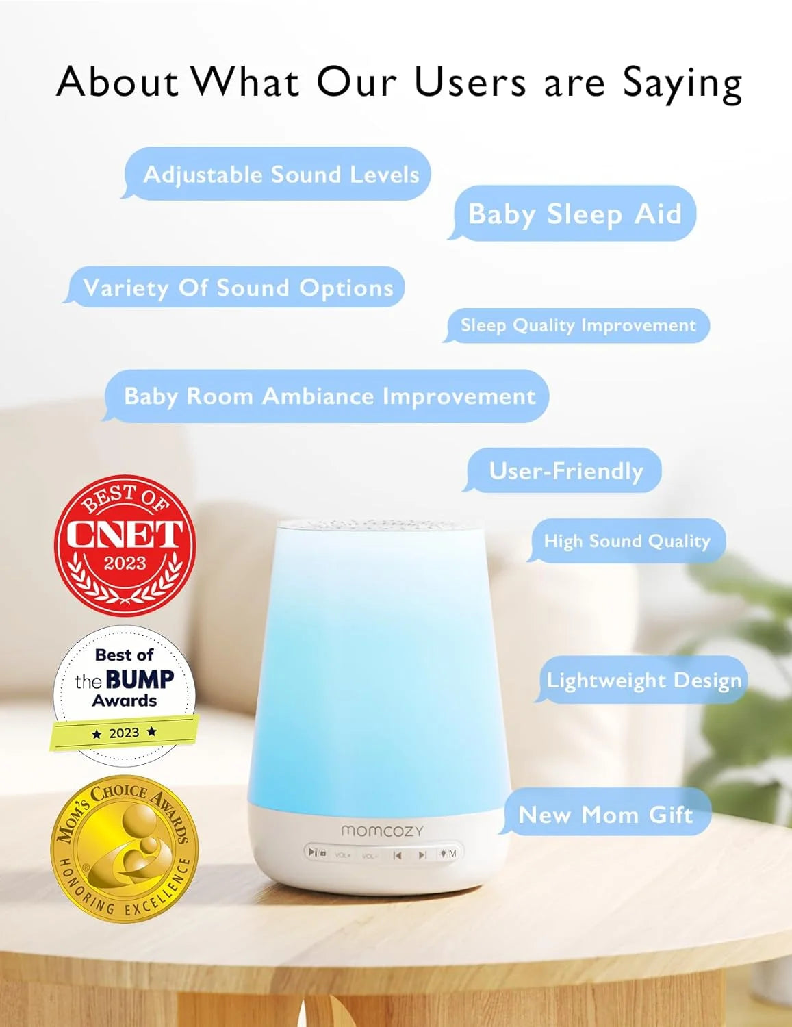 Smart Baby Sound Machine with Night Light | White Noise, App Control & Sleep Trainer