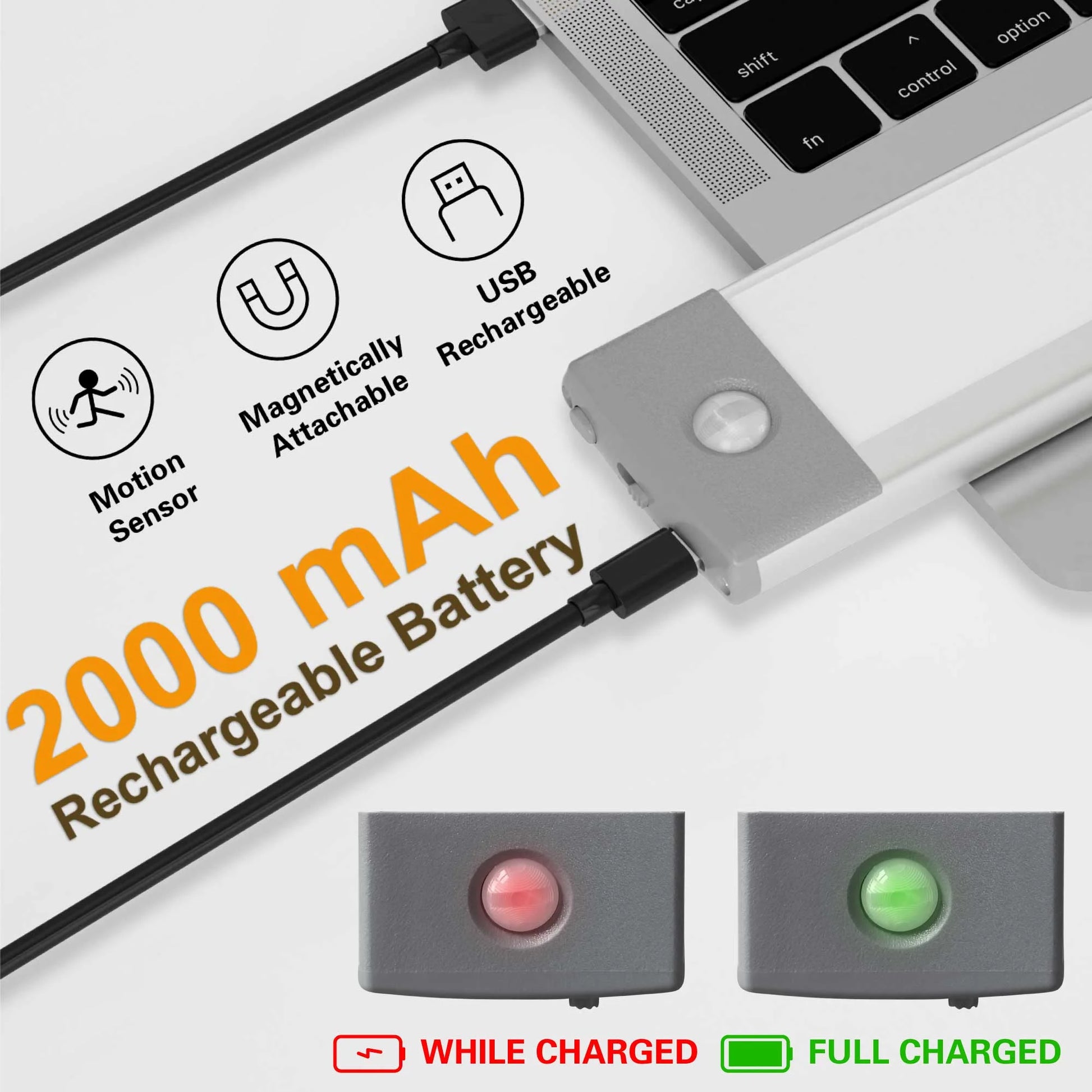 12-inch Wireless Motion Sensor Under Cabinet Light | 54 LED USB Rechargeable