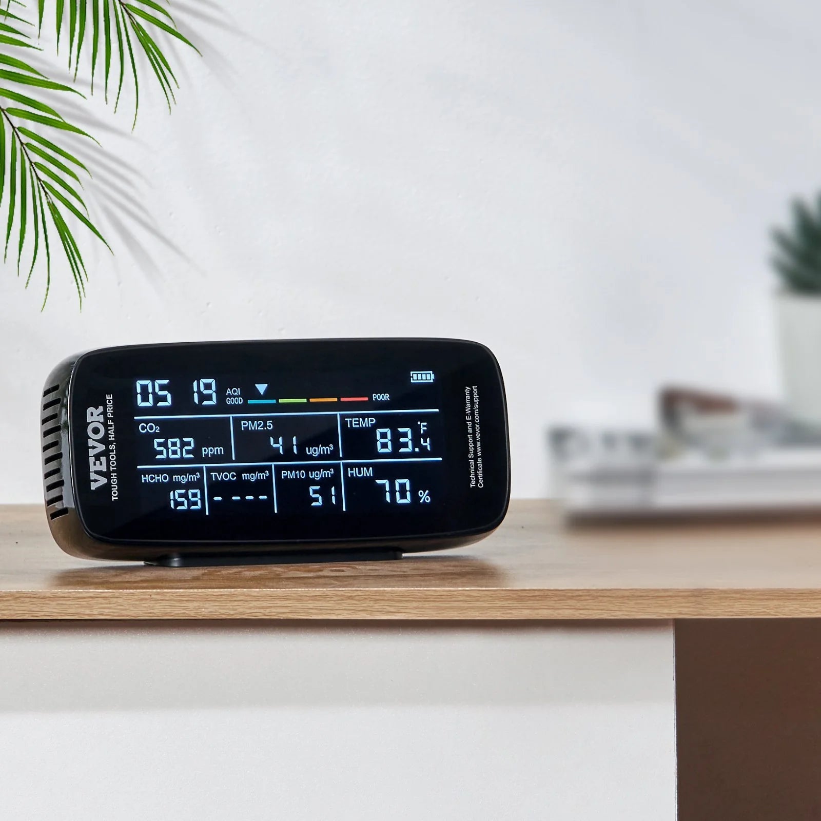 VEVOR 9-in-1 Professional Air Quality Monitor | CO2, PM2.5/PM10 Particle Counter, HCHO/TVOC Tester