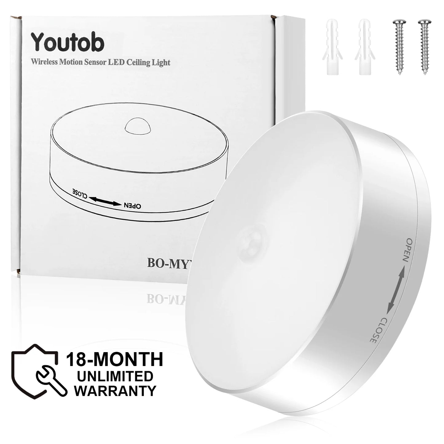 Wireless Motion Sensor LED Ceiling Light | Battery-Powered, Cordless Safety Light