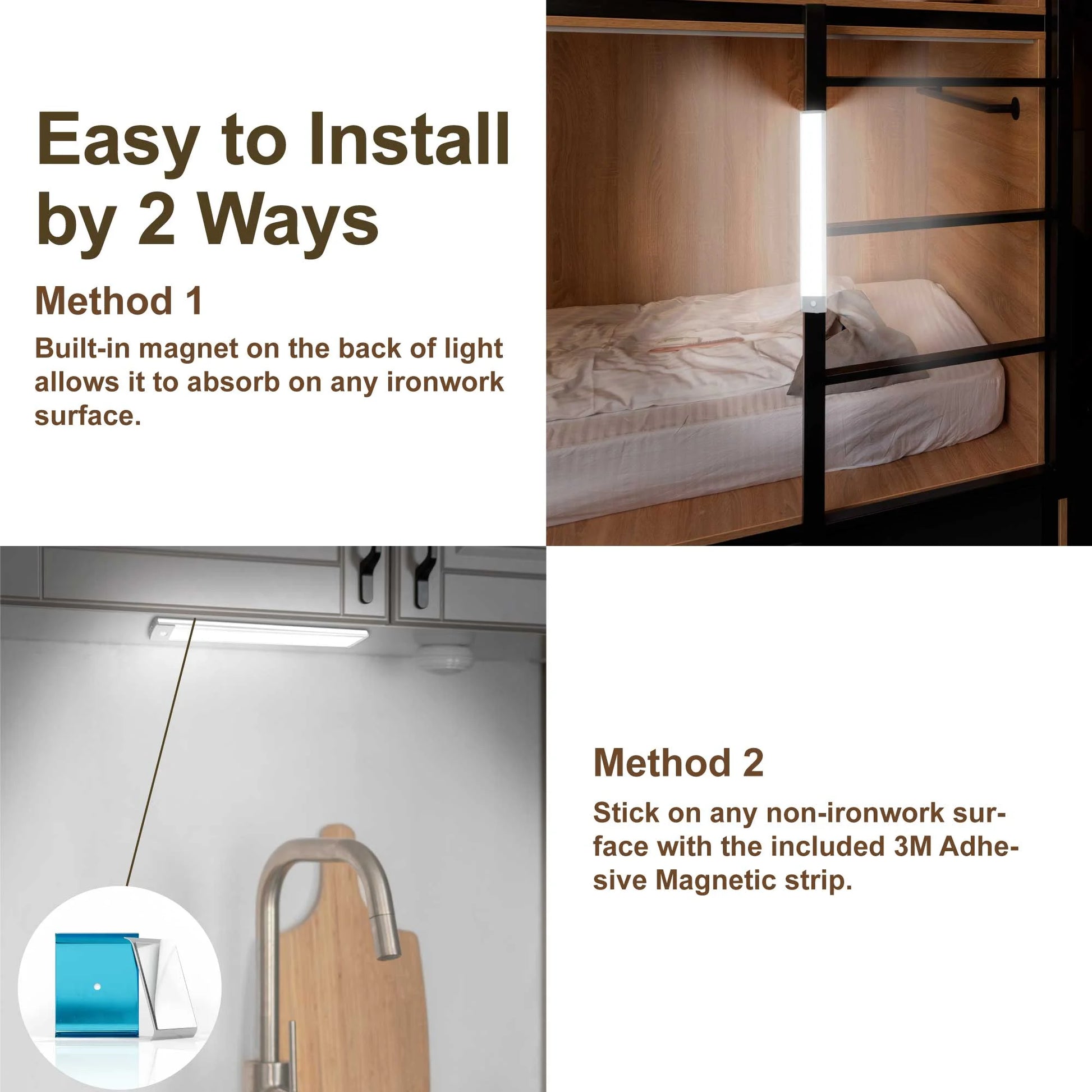 12-inch Wireless Motion Sensor Under Cabinet Light | 54 LED USB Rechargeable