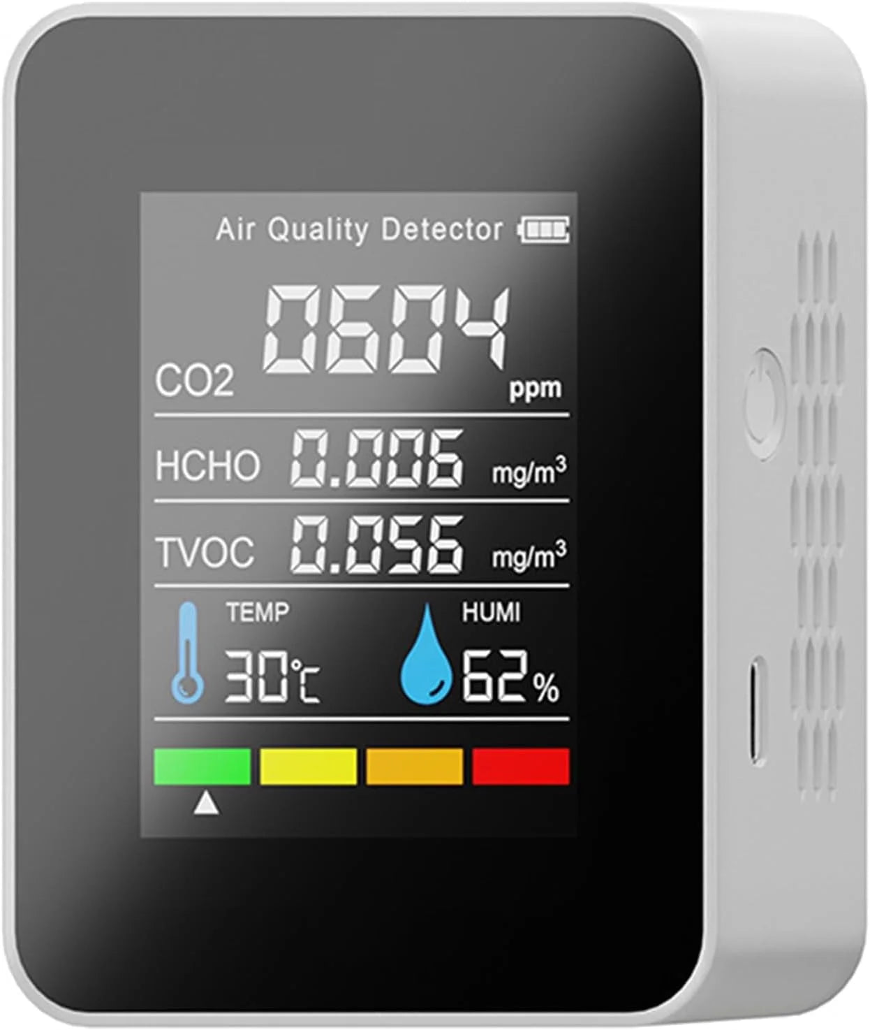 5-in-1 Indoor Air Quality Monitor | Portable CO2, TVOC, HCHO & Temp/Humidity Meter